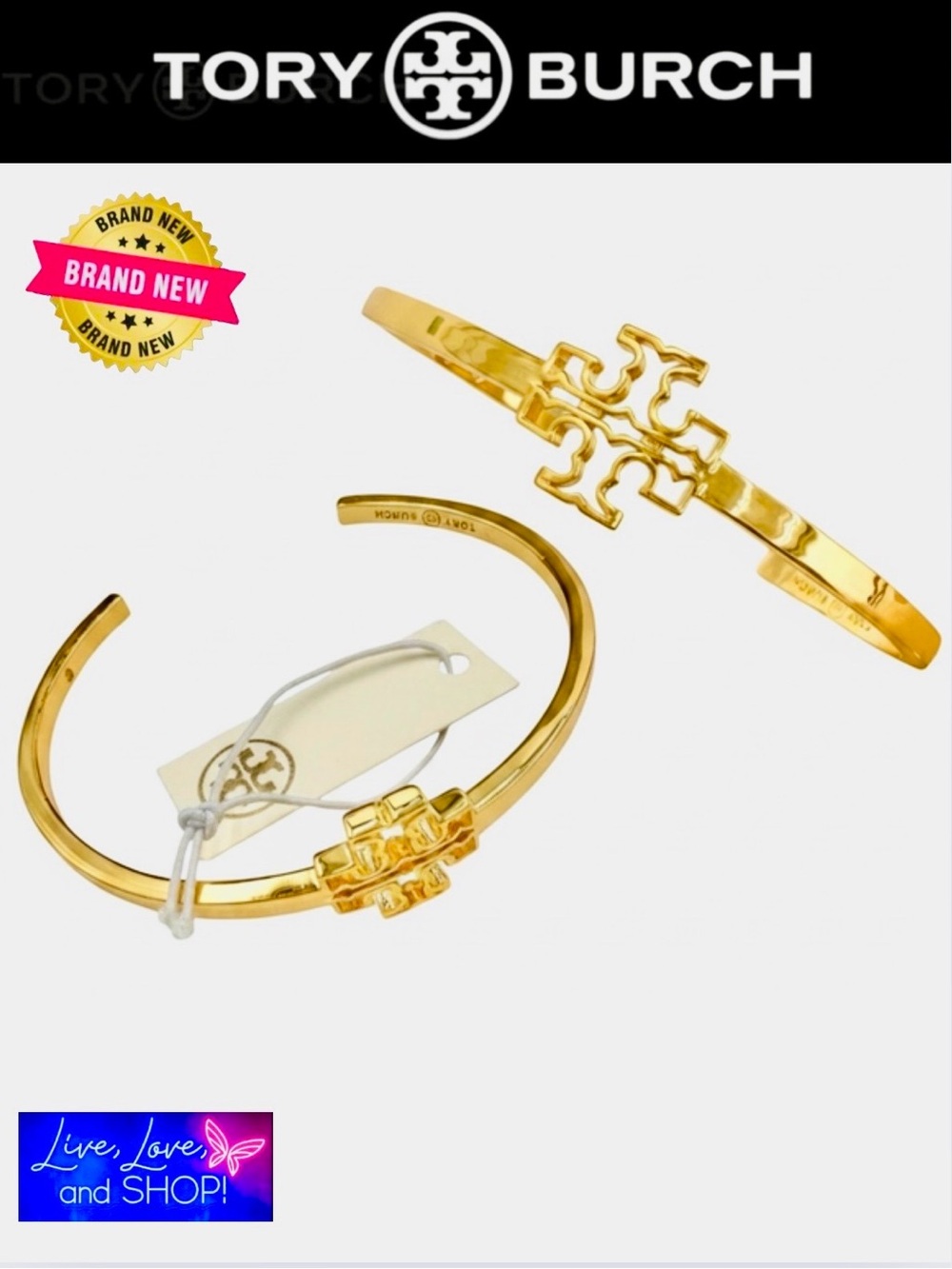 TORY BURCH Gold Tone Cuff Bracelet, Authentic, NWT